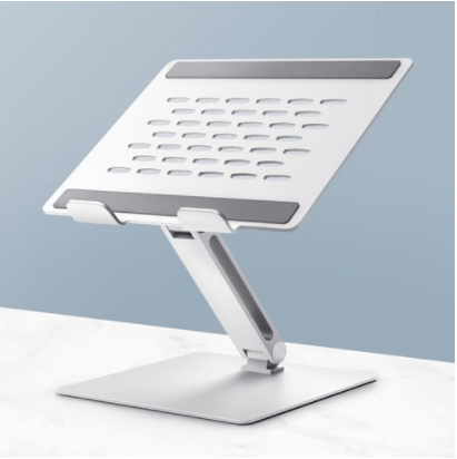 홈플래닛 고급형 알루미늄 노트북 거치대(쿨링홀 + 높이 각도 조절), 라이트 실버
