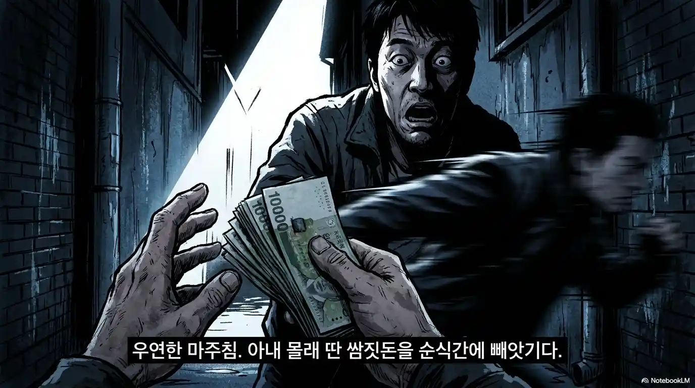 거북이 달린다 줄거리 쌈짓돈 강탈 장면 - 조필성 골목 첫 조우 탈주범 송기태에게 돈 빼앗기는 사건