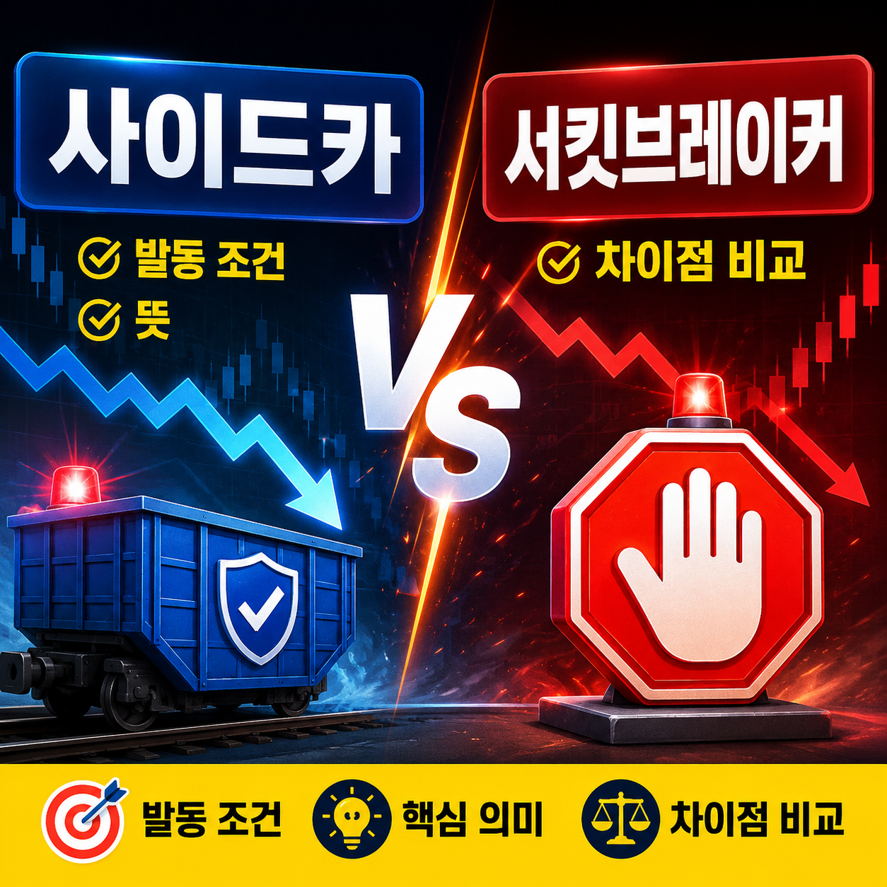 주식 사이드카 발동 조건과 뜻 : 서킷브레이커와 차이점 비교 분석