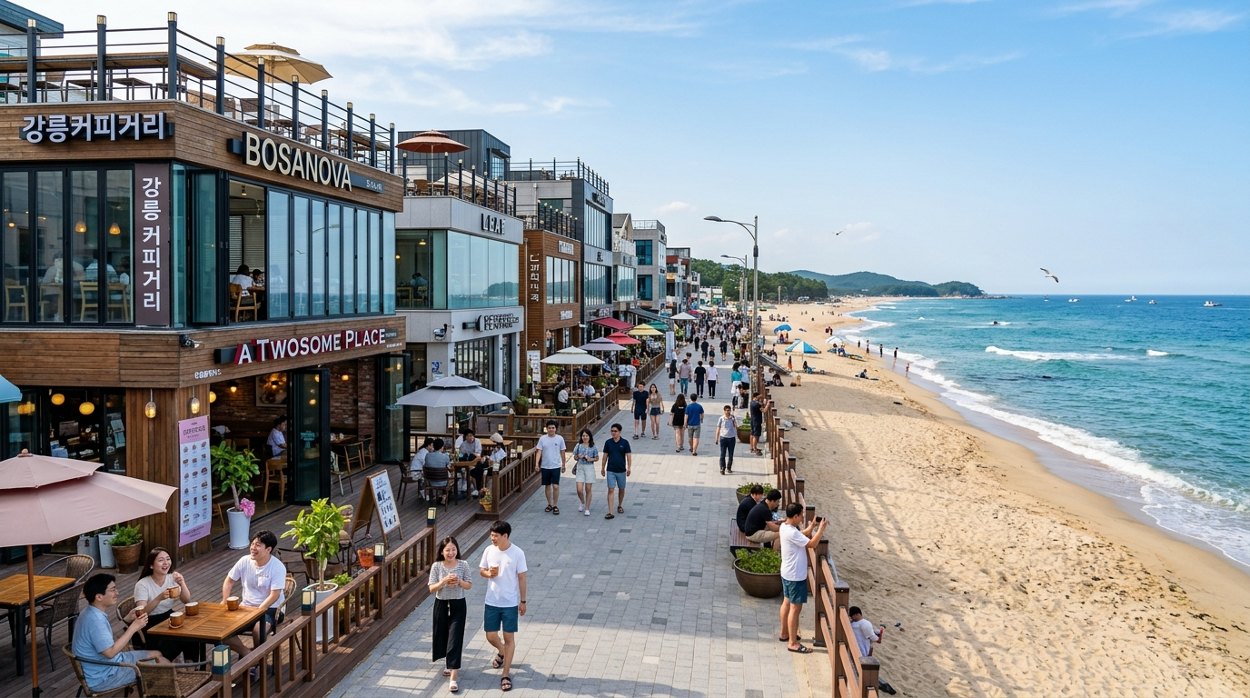 강릉 안목 해변 커피 거리