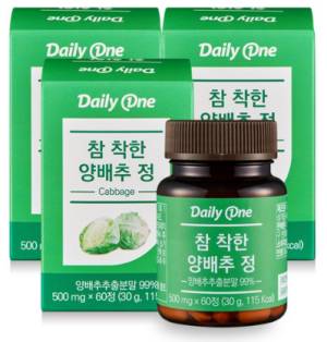데일리원 참 착한 양배추 정&#44; 60정&#44; 3개