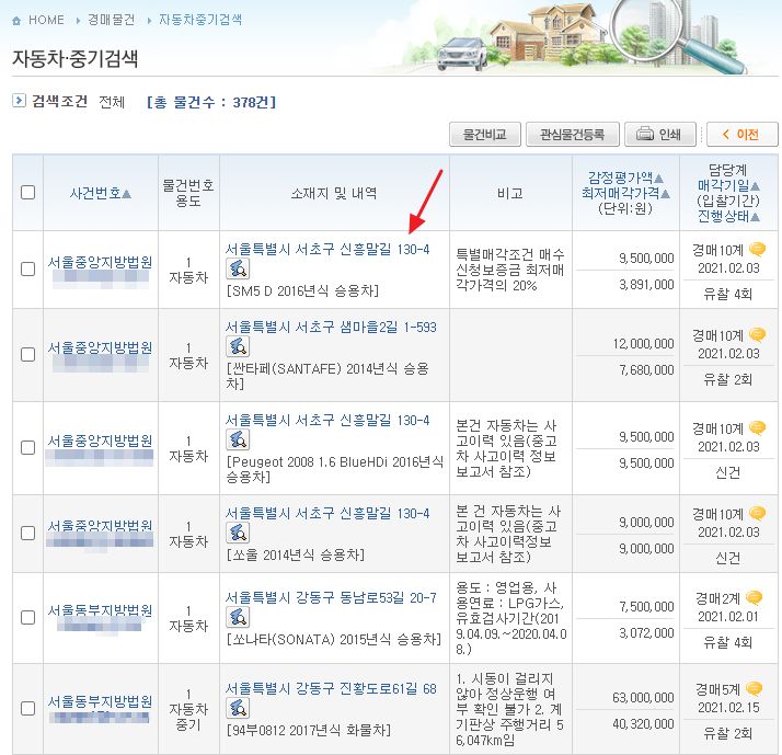 법원 경매 자동차 사이트, 대법원 경매 사이트 3