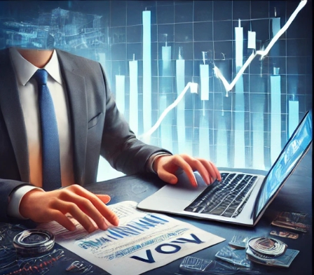 책상에 종이와 노트북이 있고 한 사람이 앉아있다.