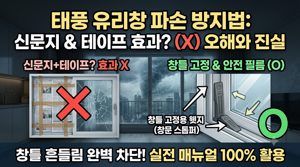 태풍 아파트 유리창 파손 방지법: 신문지 테이프 효과 오해와 창틀 고정 실전 매뉴얼