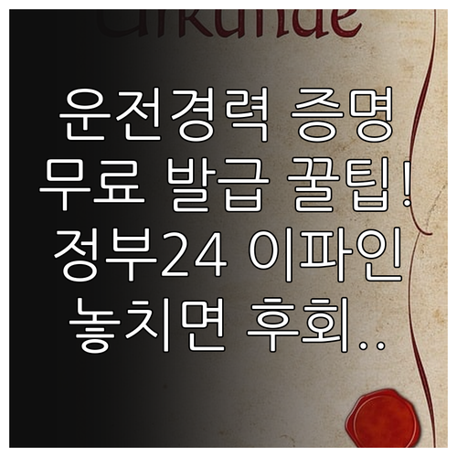 운전경력증명서 무료 발급 정부24 이..