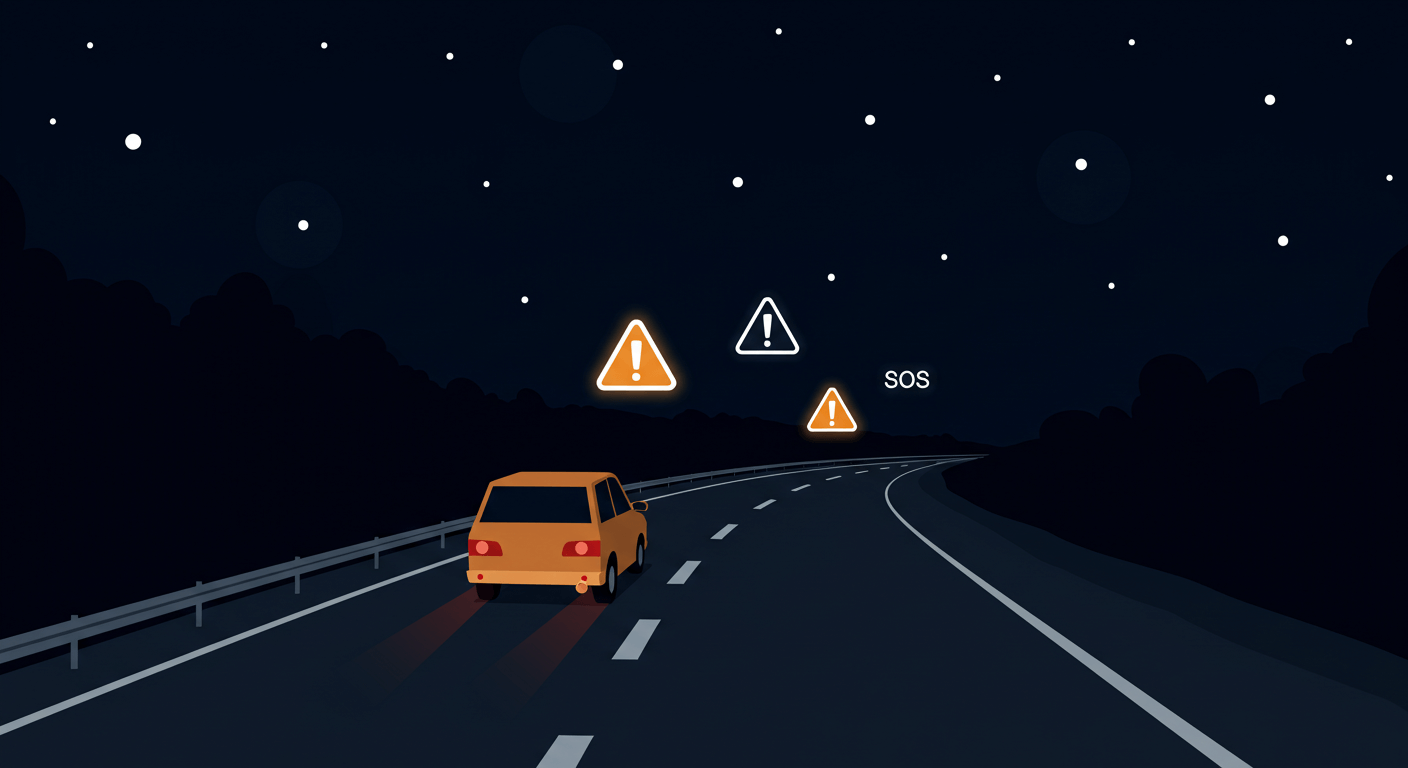 고속도로 주행 중 위험 (야간, 휴게소, 차량고장)