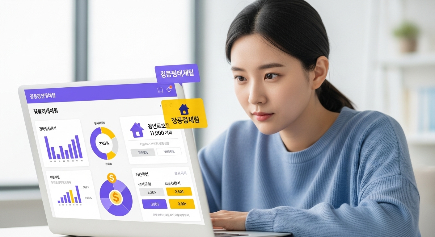 청년이 노트북 화면에서 청약 관련 재정 정보를 진지하게 확인하며 내 집 마련의 꿈을 키우는 모습. 청년주택드림청약통장의 혜택을 시각적으로 나타냅니다.