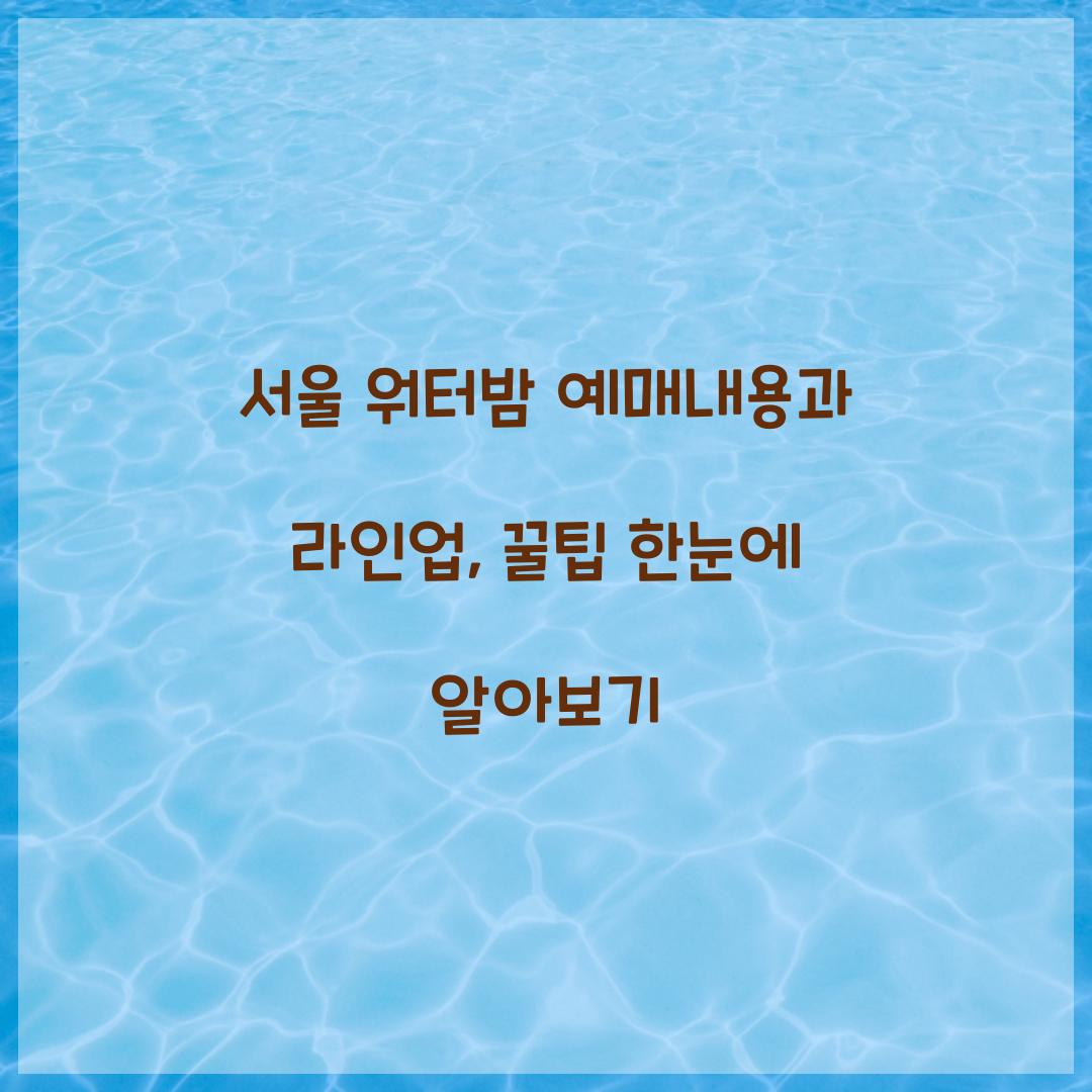 서울 워터밤 예매내용
