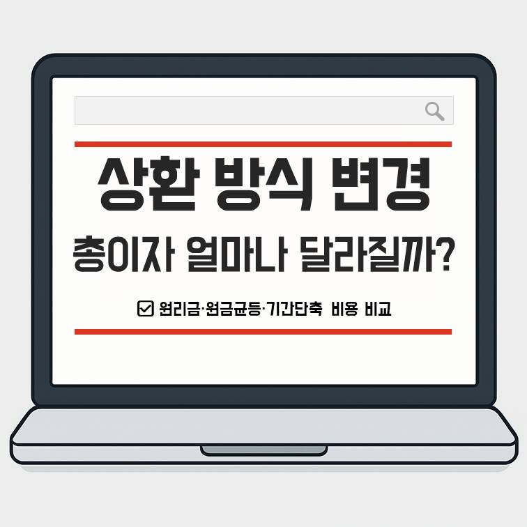 대출 상환 방식과 기간에 따른 장기 총이자 및 총비용 계산 비교 이미지