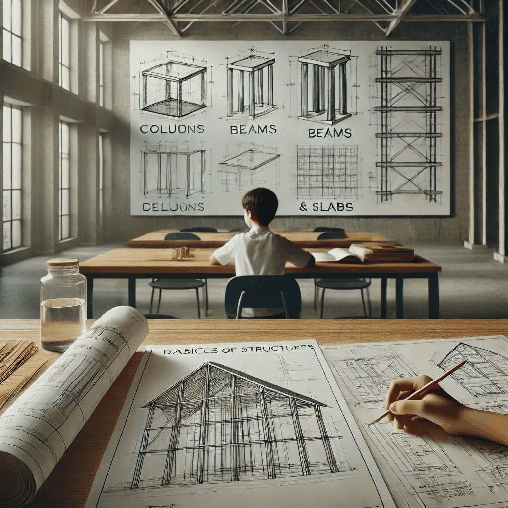 건축의 구조를 공부하는 학생의 이미지