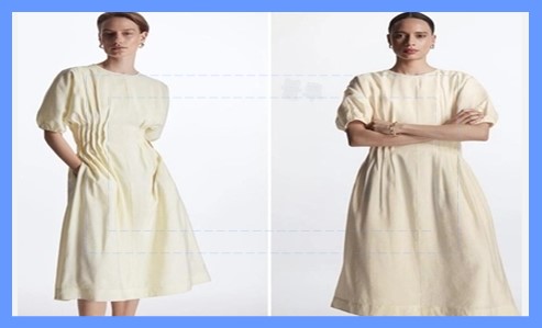 플리티드 미디 티셔츠 드레스