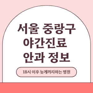서울 중랑구 야간진료 안과 병원 (18시 이후 늦게까지하는 병원)