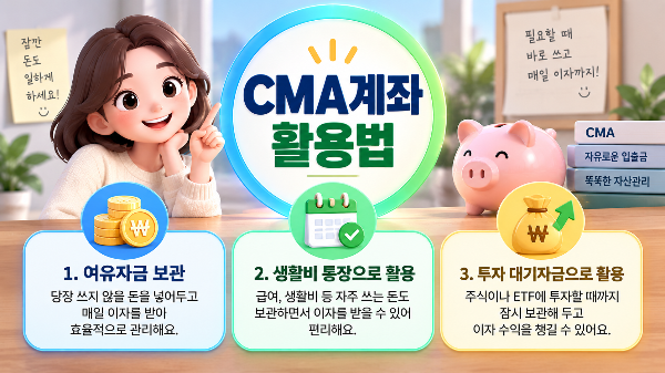 CMA 계좌 활용하는 구체적인 용도