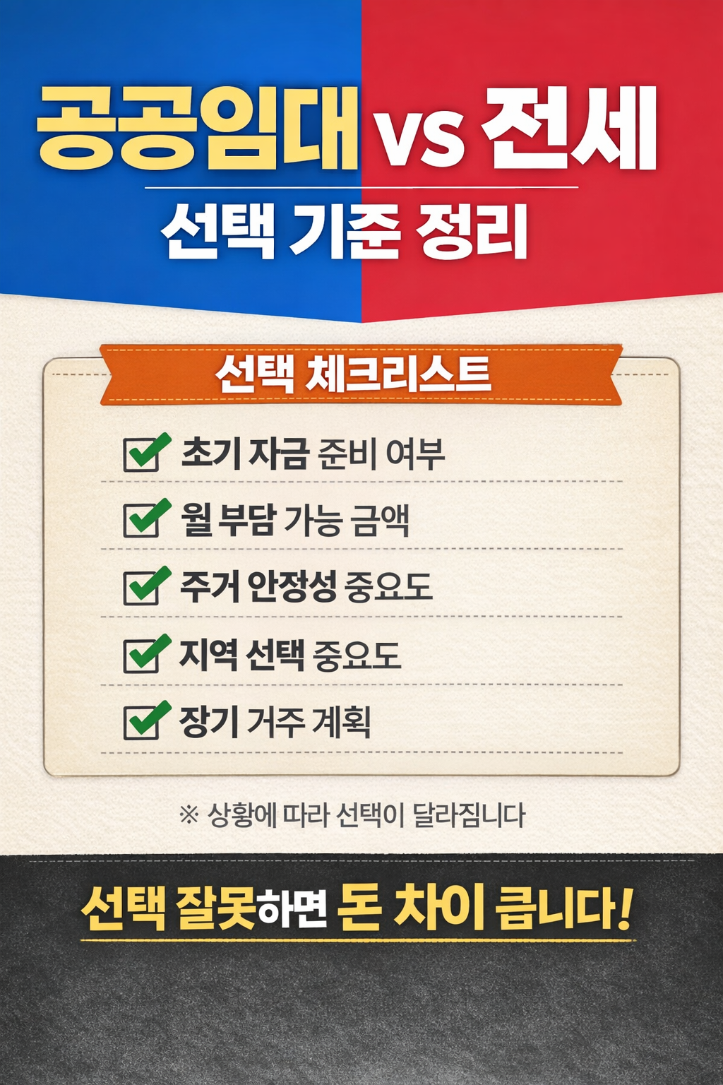 청년 공공임대 vs 전세 뭐가 더 유리할까 관련 체크리스트 사진