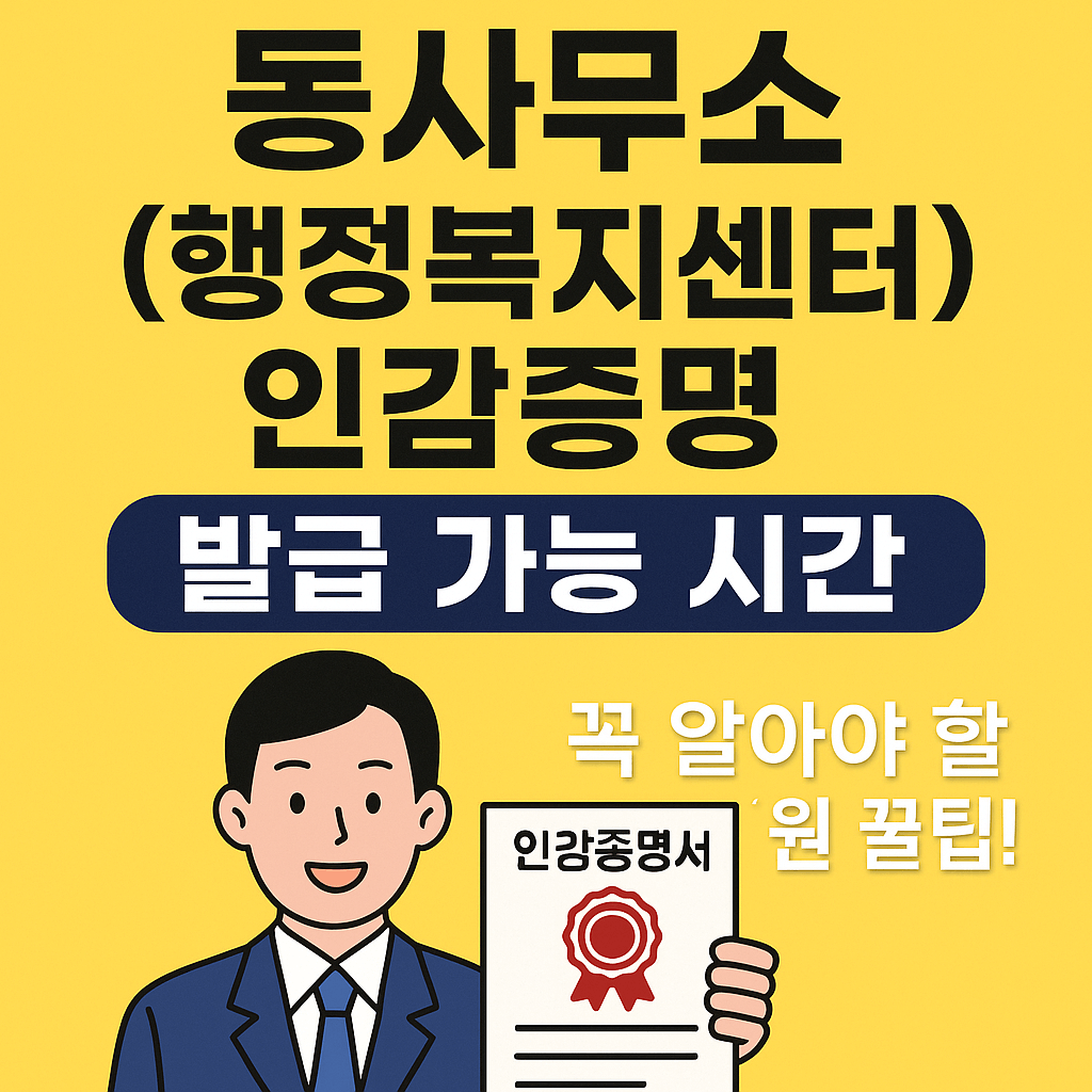 동사무소(행정복지센터) 인감증명 발급 가능 시간