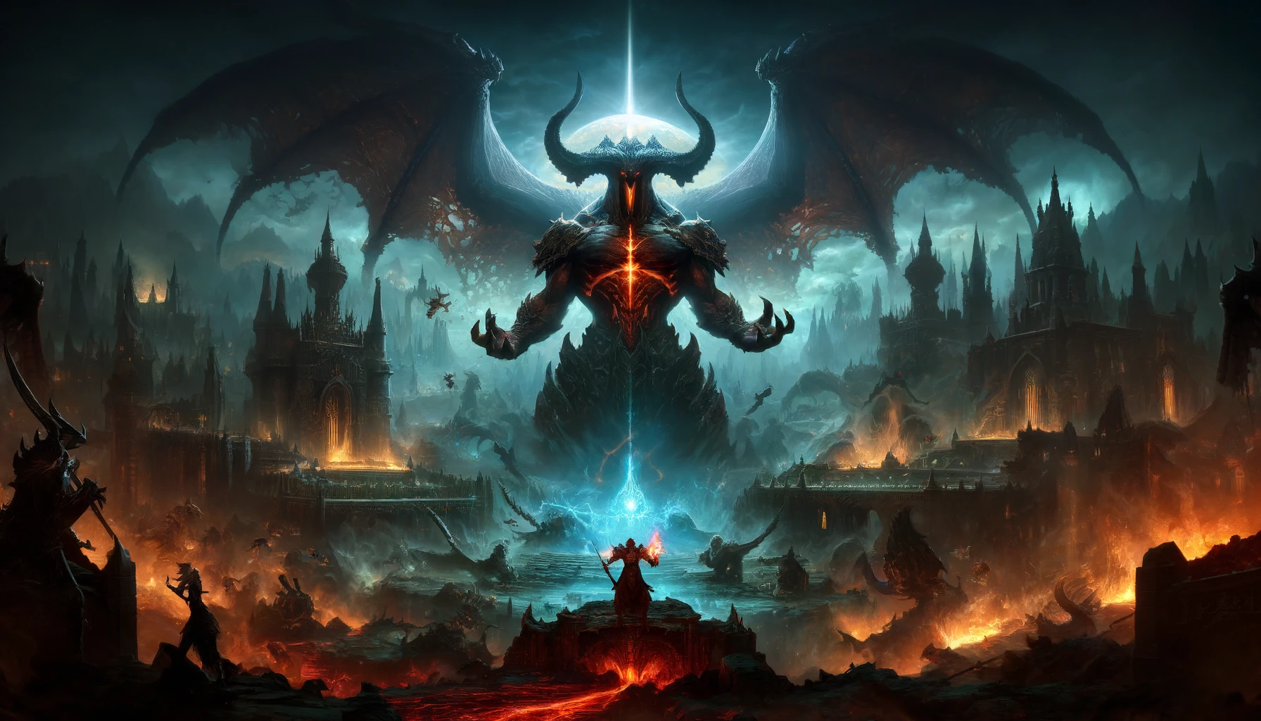 디아블로5 고딕 분위기 상상 이미지(어두운 조명·던전 무드)