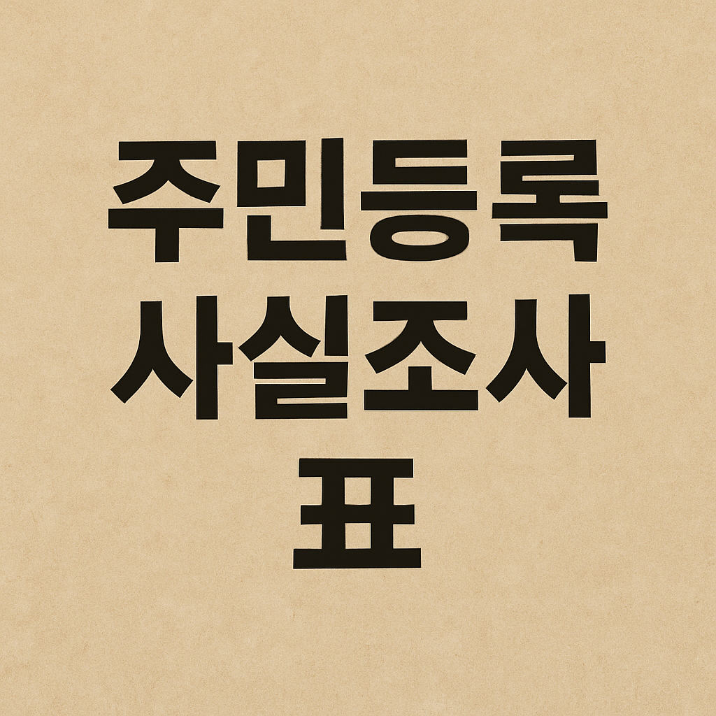 주민등록 사실조사 표