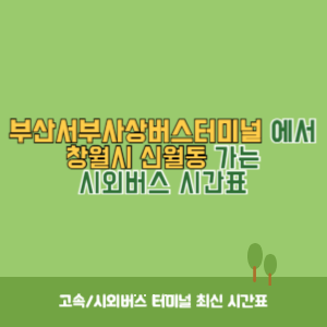 부산서부사상버스터미널에서 창월시 신월동 가는 시외버스 시간표 최신정보