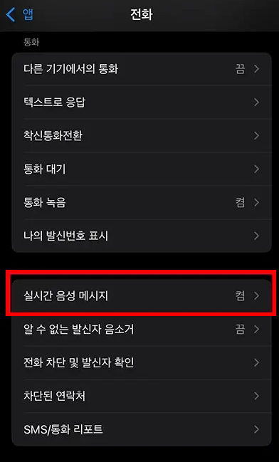 아이폰음성사서함끄기,아이폰 실시간음성 끄기,음성메시지 비활성화,iOS18.5 음성사서함,아이폰전화설정,콜포워딩 해제,아이폰 스팸 차단