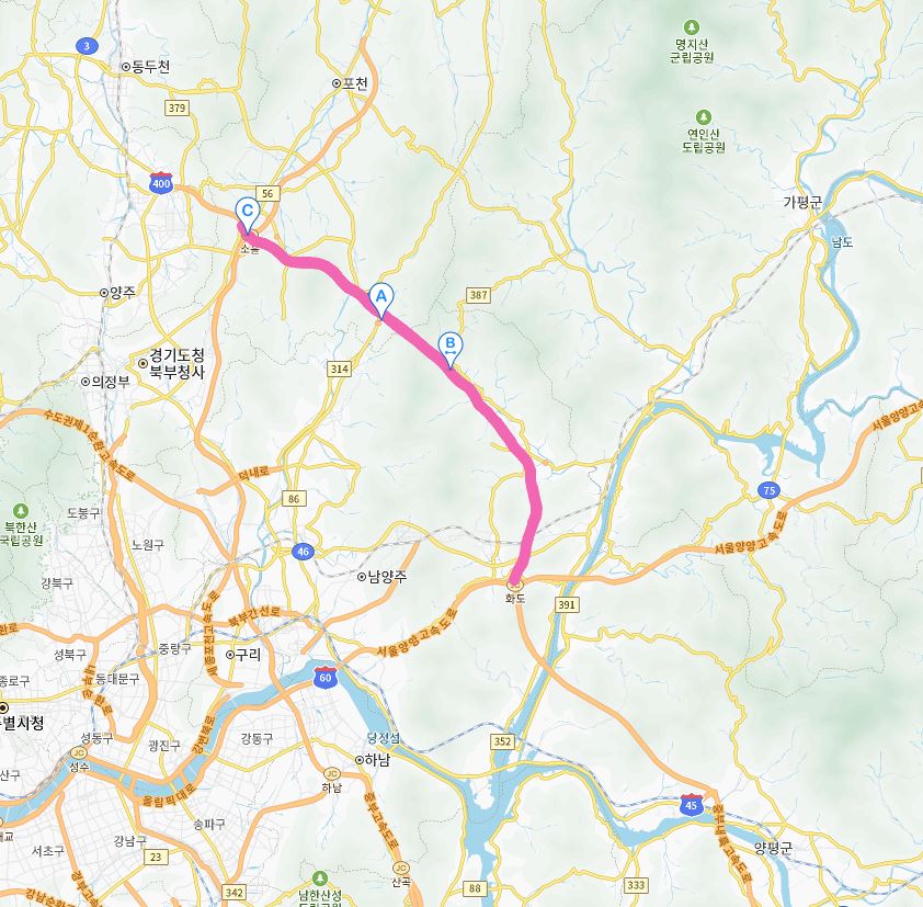 포천화도고속도로 노선도