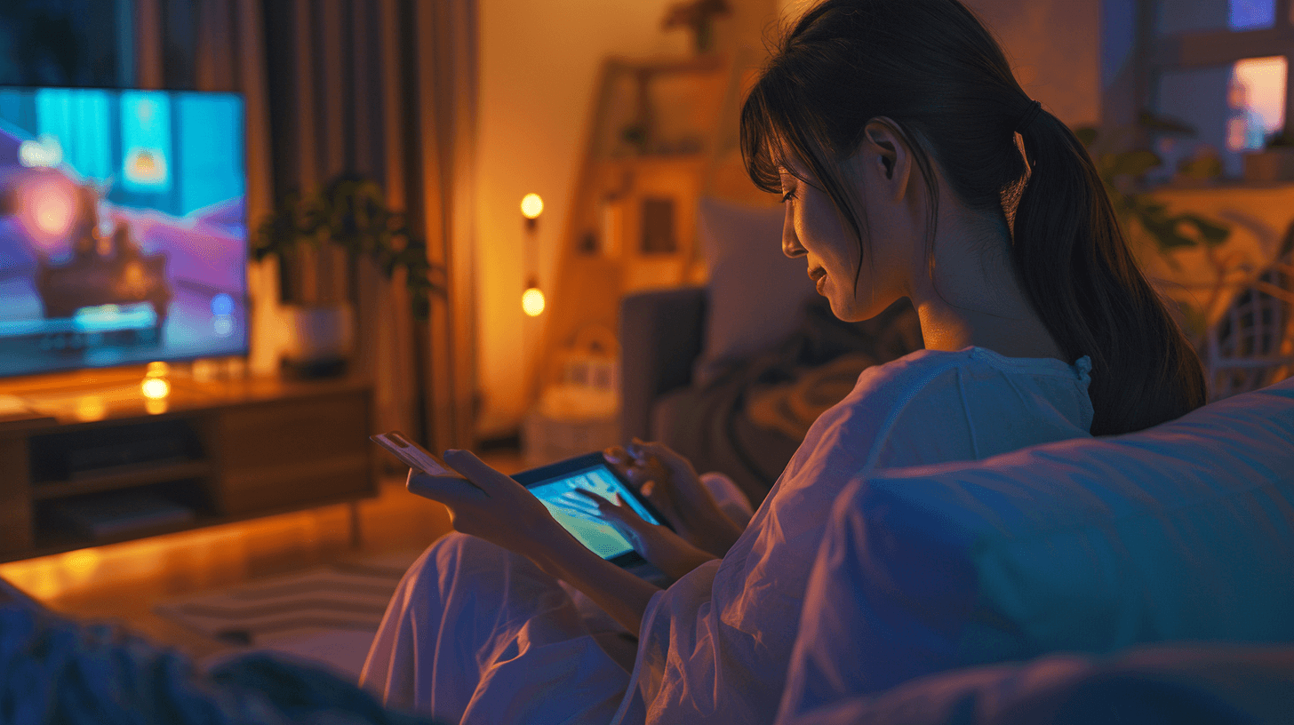 티빙을-시청중인-여성