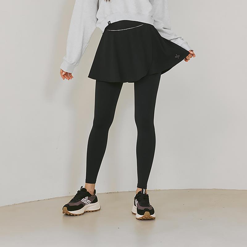 피케 플레어 스커트 레깅스 블랙