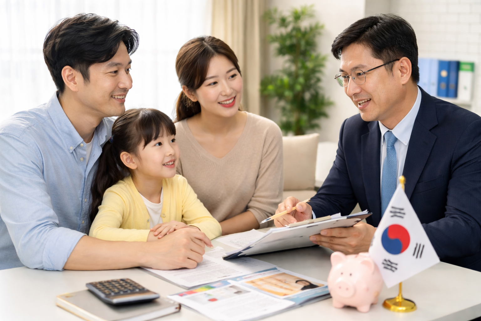 가족과 함께 상담하는 정부 고문