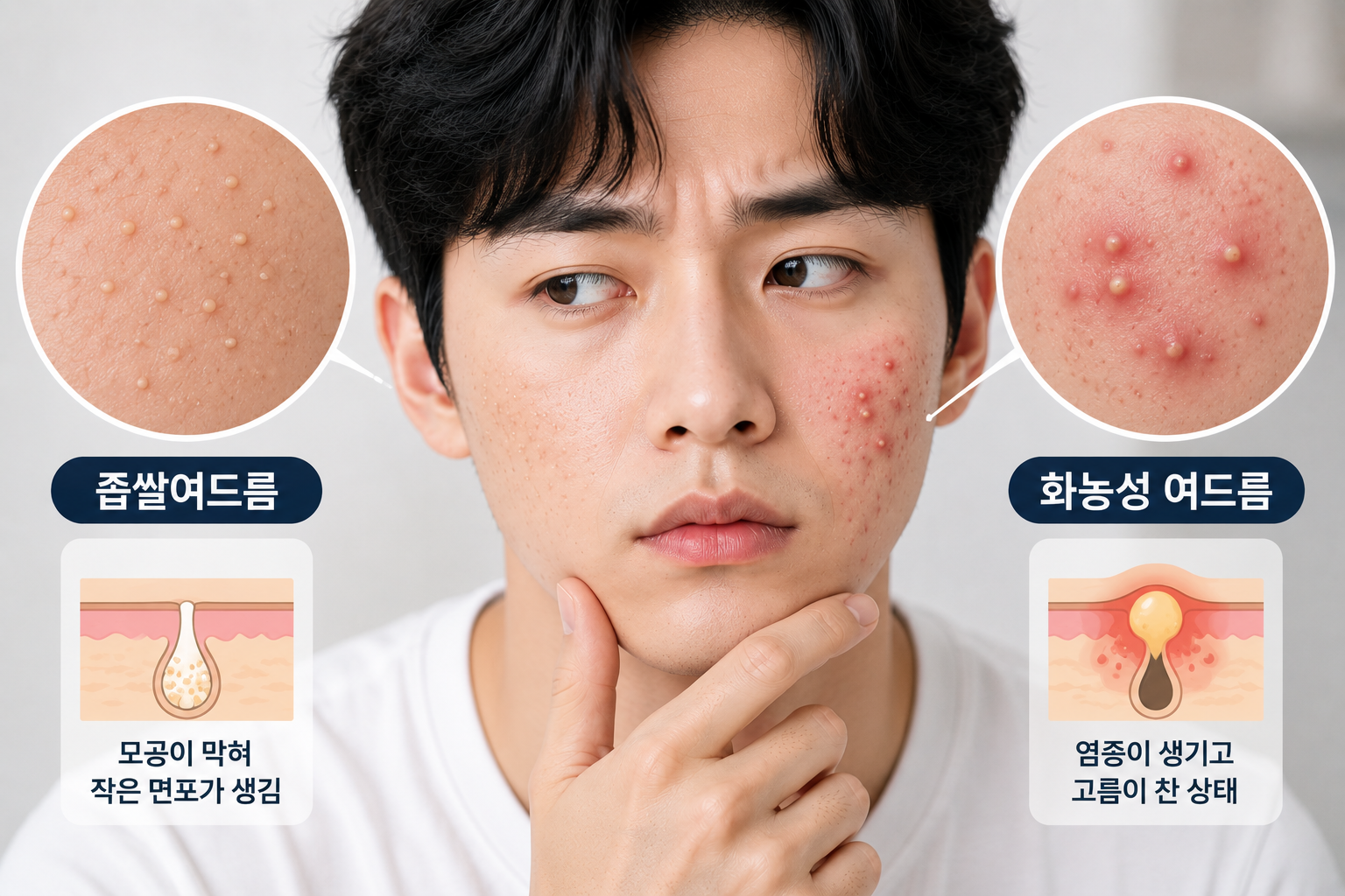 좁쌀여드름과 화농성 여드름은 어떻게 다를까?