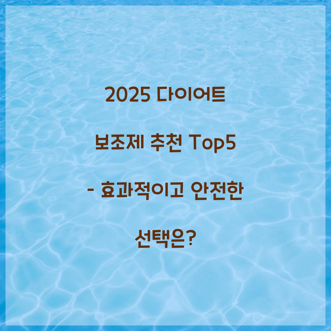 2025 다이어트 보조제 추천 Top5