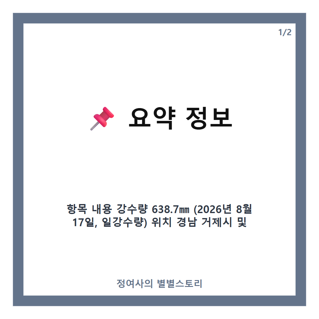 하루 640 폭우 내린 거제 경남 지역 집중호우 피해 상황과 주요 기록 정리 카드뉴스 1