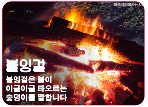 향로에 불을 붙히기위한 불잉걸의 모습