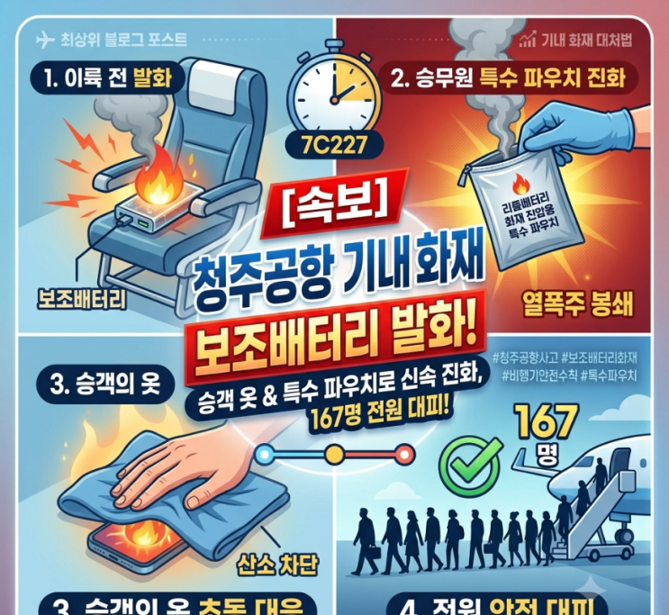 청주공항 기내 화재, 이륙 전 보조배터리 발화로 승객 전원 대피 참고 이미지 2