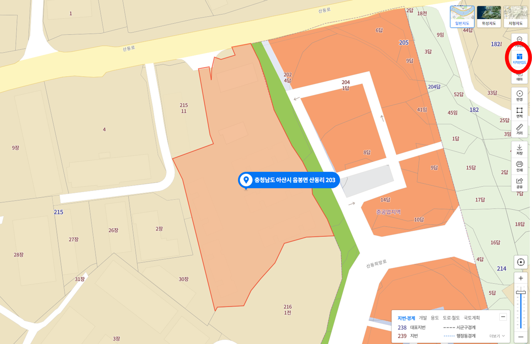 네이버지도-지적도-확인