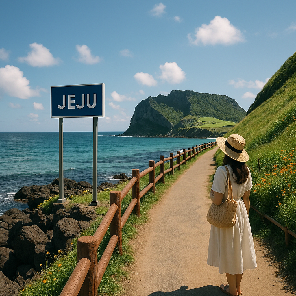 여름 혼자 여행하는 사진