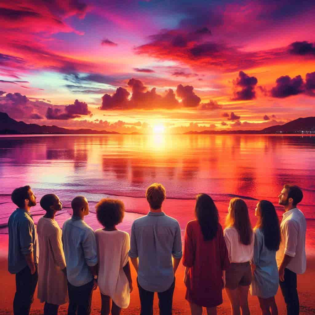 노을을 보는 사람들