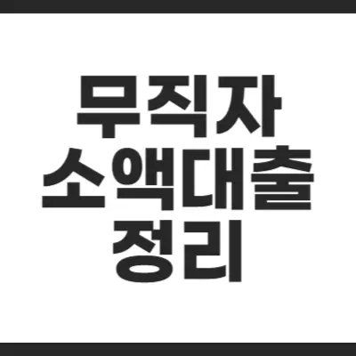 무직자 소액대출 정리