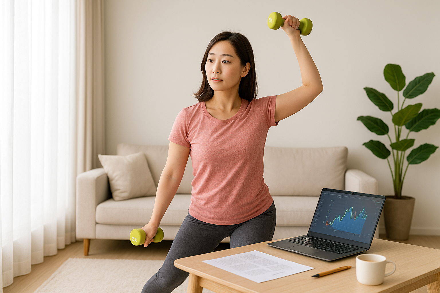 거실 덤벨 운동