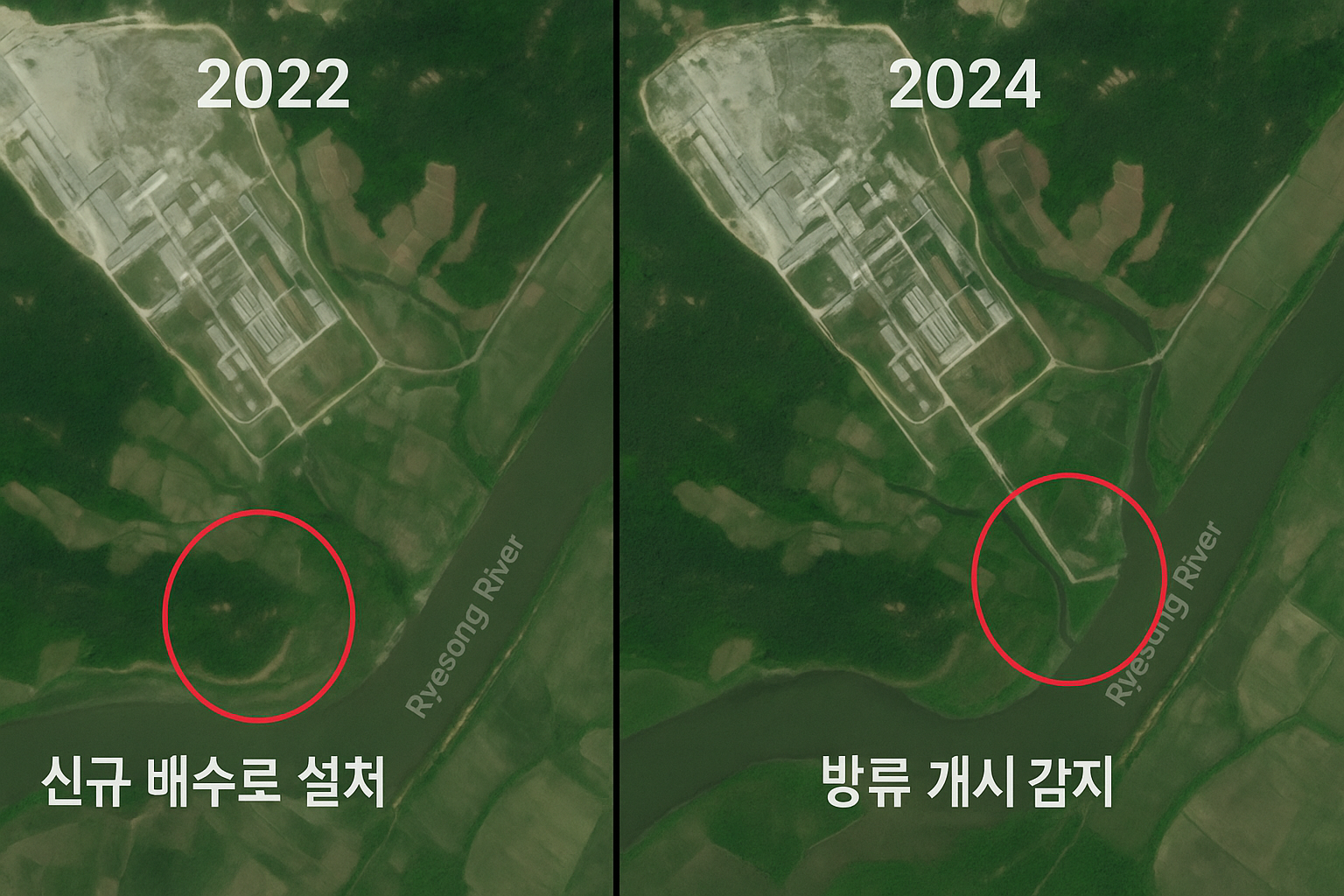 "북한 방류 정황, 발생 경로 및 위험 요인"에 대한 이미지입니다.