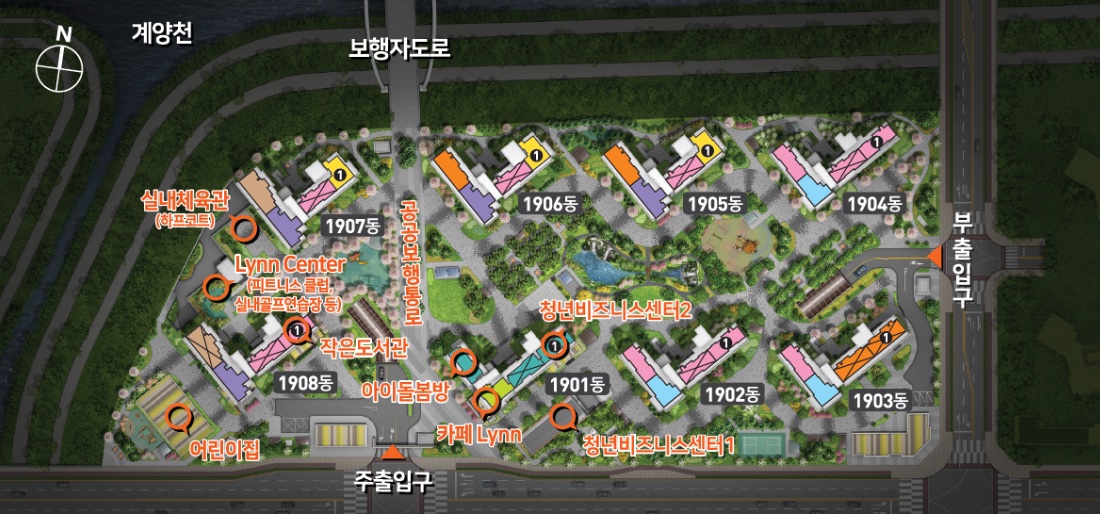 검단신도시 AB9BL 우미 린 리버포레 동･호수 배치 조감도