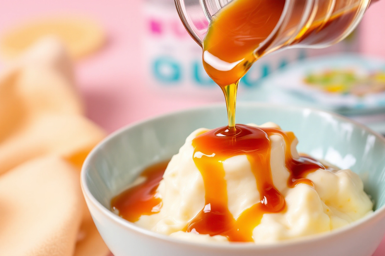 더우화에 꿀뿌리는 모습