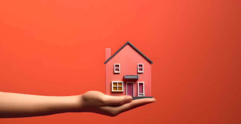 빨간집을 한손으로 들고 있는 모습