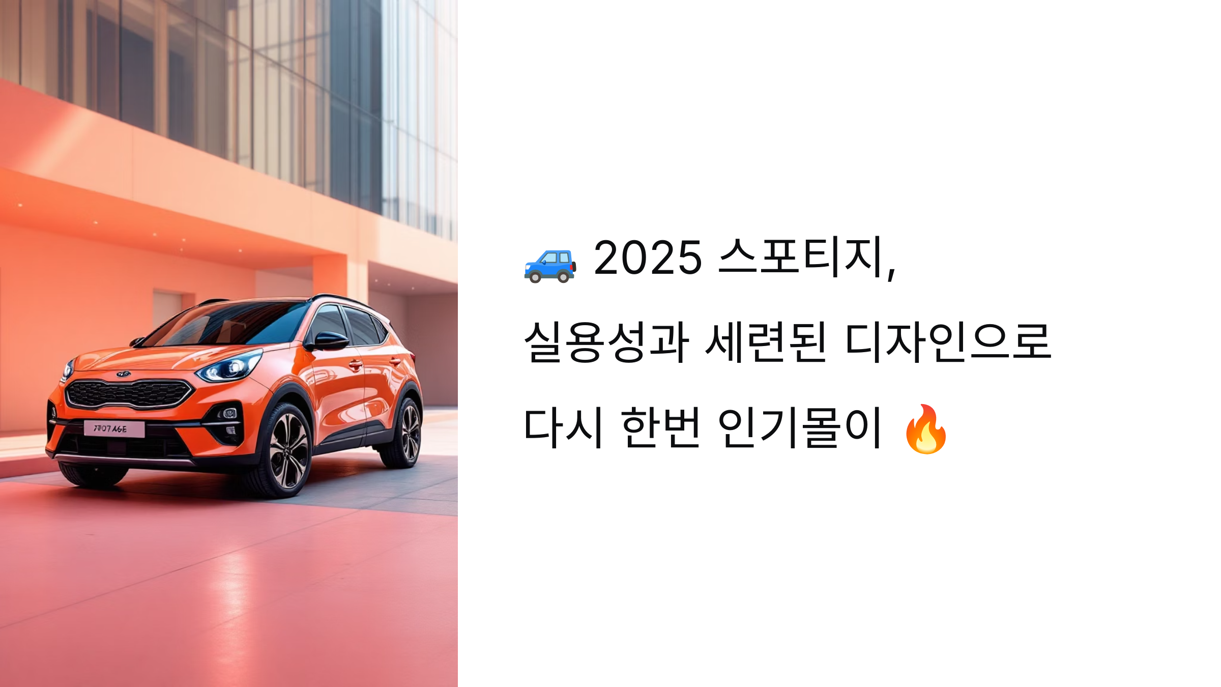 🚙 2025 스포티지, 실용성과 세련된 디자인으로 다시 한번 인기몰이 🔥