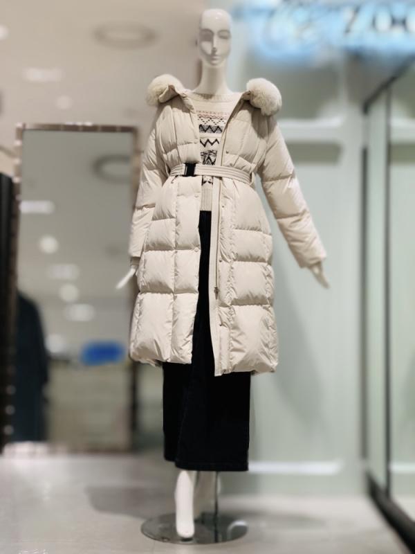 ZOOC 폭스퍼 벨티드 구스다운 롱패딩 Z224PSG813