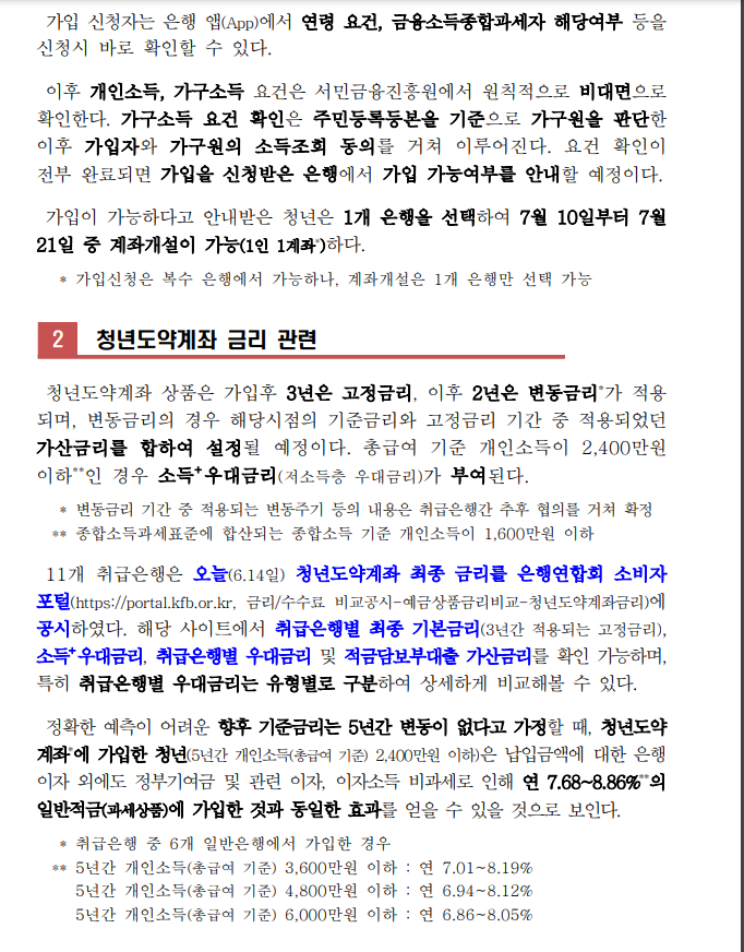 청년도약계좌 보도자료