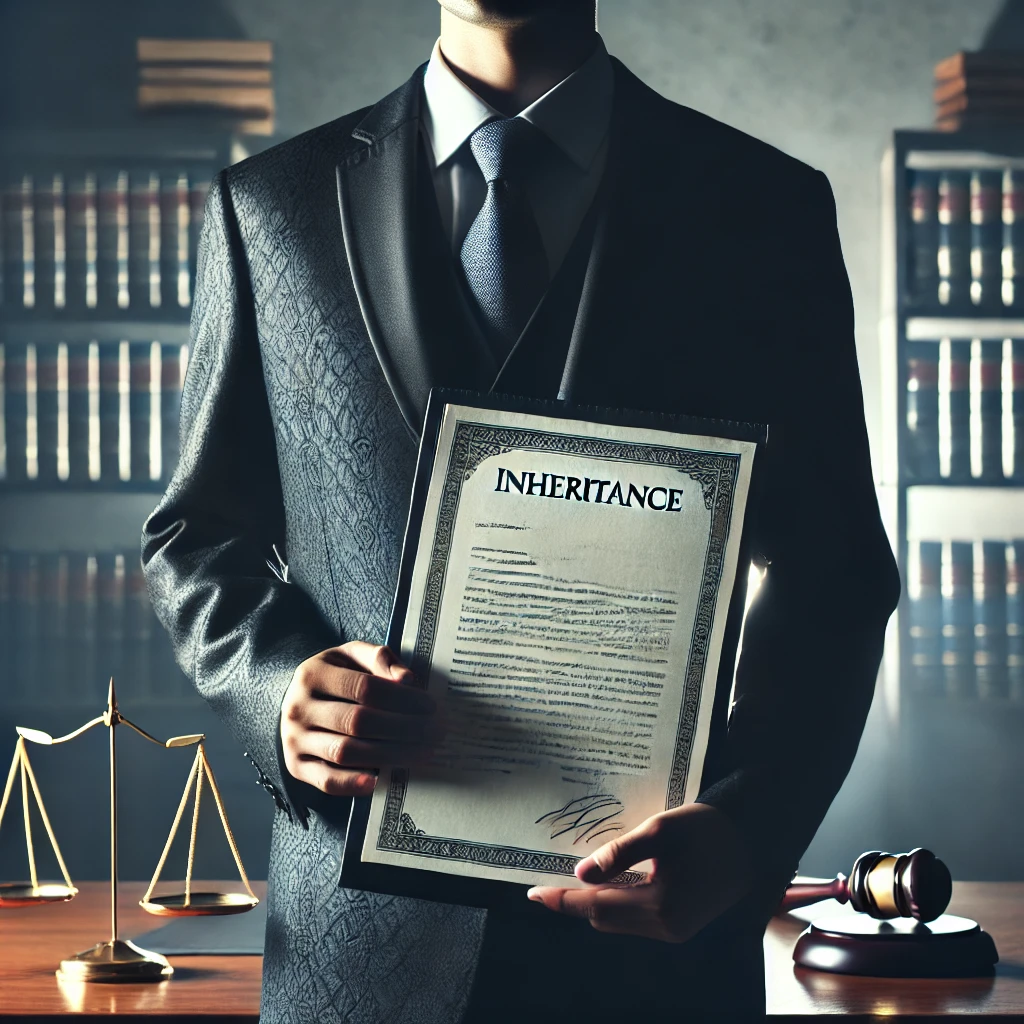 상속 관련 법령을 들고 있는 변호사의 실루엣