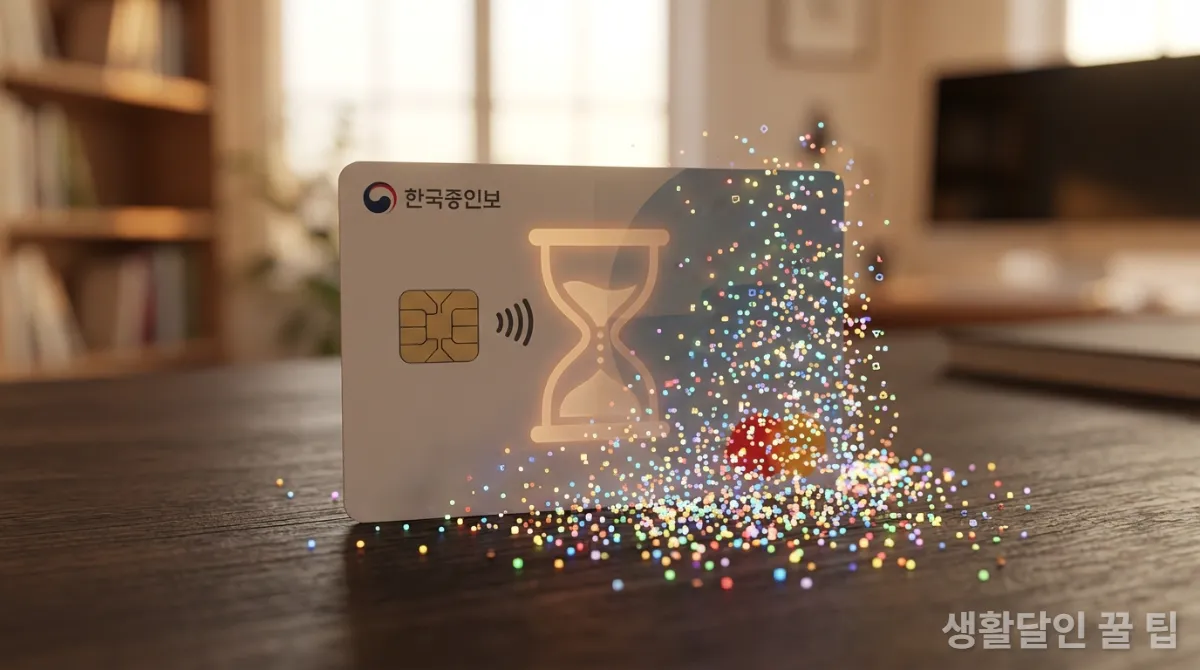 소멸될 위기에 있는 카드 포인트를 시각적으로 표현한 신용카드 이미지