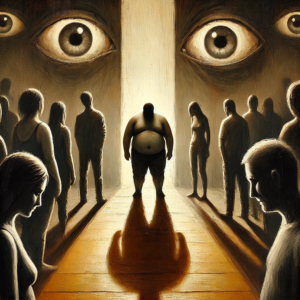비만인 사람을 바라보는 사람들의 시선을 묘사