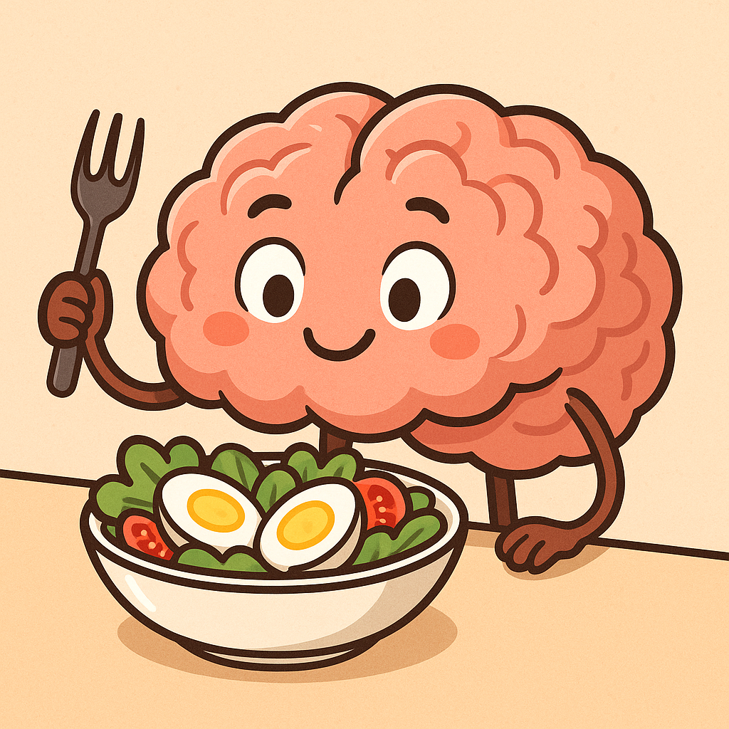 뇌가 야채를 먹으려는 이미지
