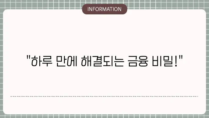 개인일수대출: 하루 단위 지원⏰