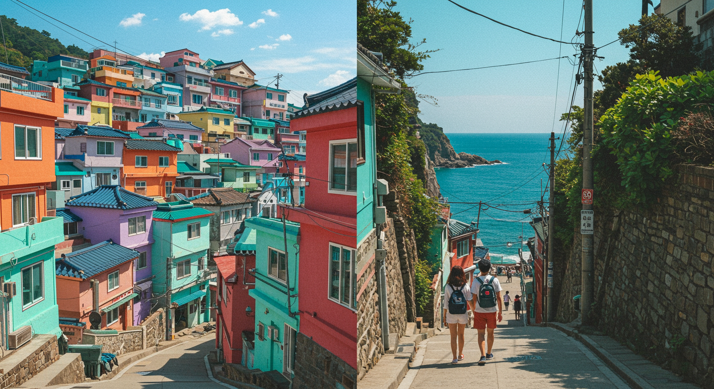 감천문화마을과 흰여울마을 골목길 산책을 함께하는 연인